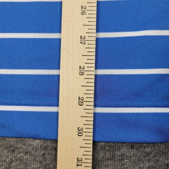 Footjoy Mens Size M Golf Polo Shirt Striped Blue White Golf Active Sport Great - Picture 11 of 11